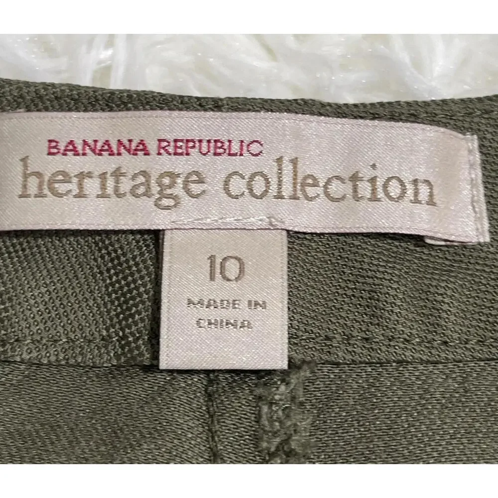 Banana Republic Heritage Collection Green Pants Women’s Linen Blend Sz 10